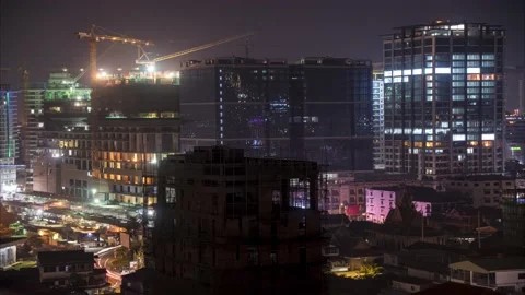 Phonm Penh City in construction Time lapse video 8K - Cambodia Stock Footage 130222618