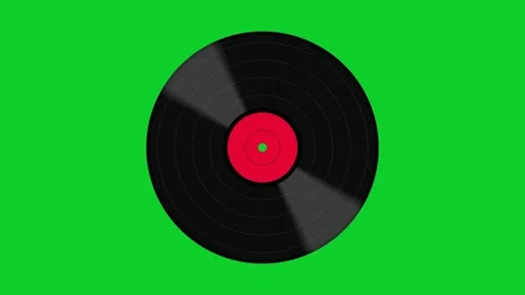 A phonograph record Music Icon Rotating on Green Background Stock Footage 251230241