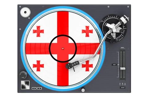 Phonograph Turntable with Georgian flag, 3D rendering Stock Illustration