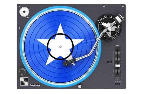 Phonograph Turntable with Somali flag, 3D rendering Stock Illustration