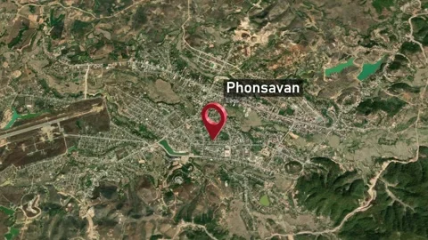 Phonsavan City Map Zoom (Laos) from Space to Earth Video stock 277626144