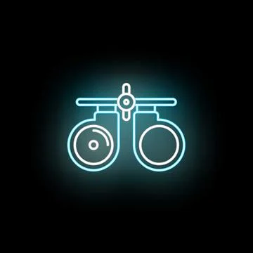 Phoropter icon representing eye exam equipment in neon Illustration