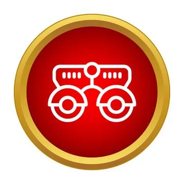Phoropter vision testing equipment icon on red button 스톡 일러스트