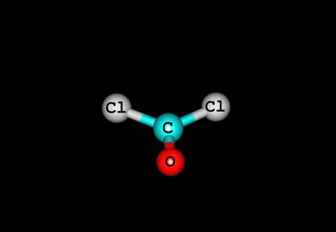 Phosgene molecular structure isolated on black Stock Illustration