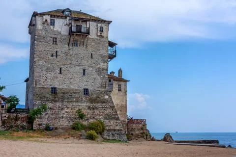 Phospfori tower in Ouranopolis Stock Photos