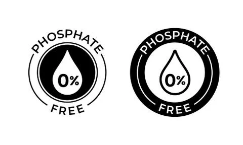 Phosphate free vector icon. Vector phosphate free product label, drop 0 perce Stock Illustration
