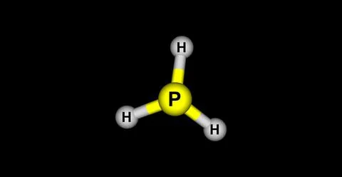 Phosphine molecular structure isolated on black Stock Illustration