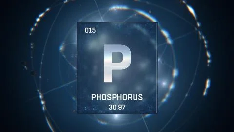 Phosphorus as Element 15 of the Periodic Table 3D illustration on blue イラスト素材