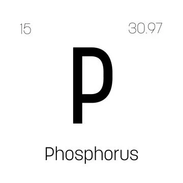 Phosphorus, P, periodic table element Stock Illustration