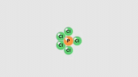 Phosphorus Pentachloride PCl5 Ball And Stick Model Animation Clean Alpha 4K Vidéo 339310286