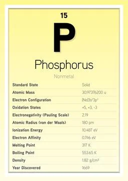 Phosphorus Periodic Table Elements Info Card (Layered Vector Illustration) Stock Illustration