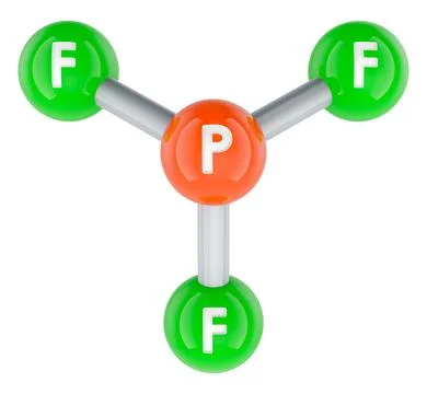 Phosphorus trifluoride PF3 molecular model. 3D rendering Stock Illustration