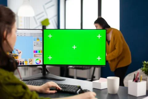 Photo artist retoucher editing assets in digital retouching program working in Stock Photos