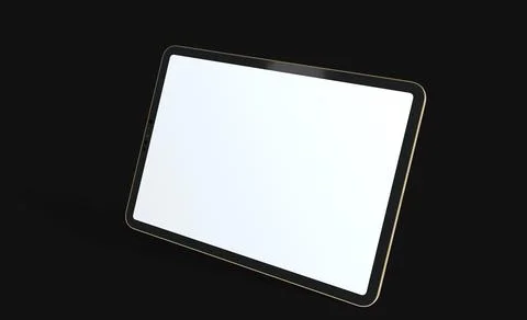 Photo Black tablet computer with blank 3d black background 스톡 일러스트