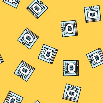 Photo booth virtual conference vector seamless pattern Stock Illustration