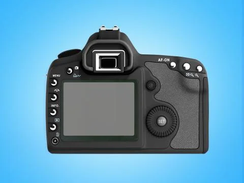 Photo camera 3d render on bluebackground 스톡 일러스트