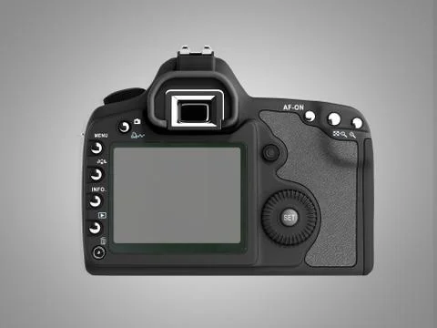 Photo camera 3d render on grey background 스톡 일러스트