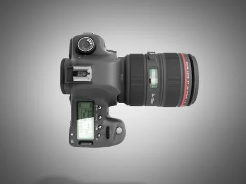 Photo camera 3d render on grey background Stock Illustration