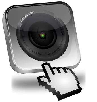 Photo camera Button with cursor Stock Illustration