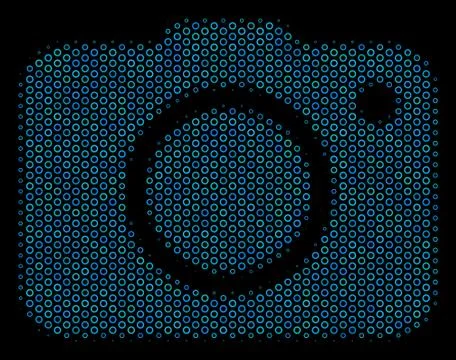 Photo Camera Composition Icon of Halftone Spheres Stock Illustration