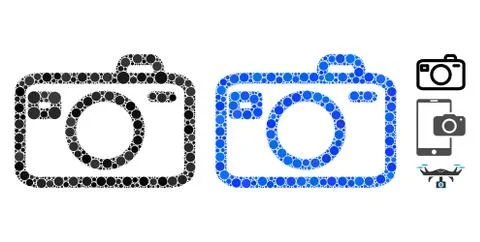 Photo Camera Composition Icon of Spheric Items Stock Illustration