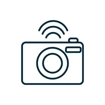 Photo camera connection internet of things line icon 스톡 일러스트