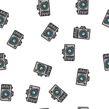 Photo camera device vector seamless pattern Stock Illustration