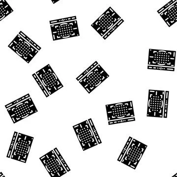 Photo camera display glyph vector seamless pattern Stock Illustration