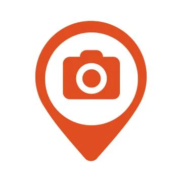 Photo Camera flat mapping pin icon Stock Illustration
