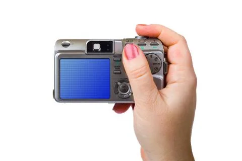 Photo camera in hand Foto stock