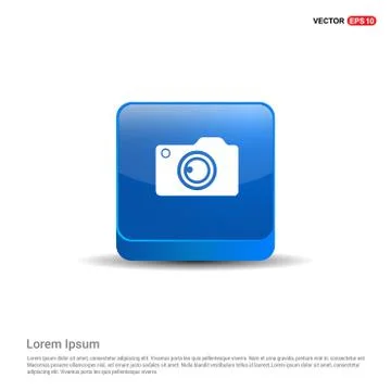 Photo camera icon  - 3d Blue Button Illustrazione stock