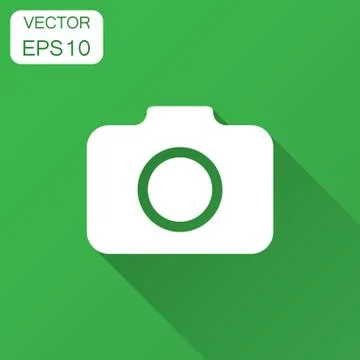 Photo camera icon in flat style. Photographer cam equipment vector illustrati Illustrazione stock