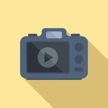 Photo camera icon flat vector. Digital picture 스톡 일러스트