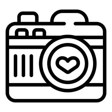 Photo camera icon outline vector. Photography digital device Stock Illustration