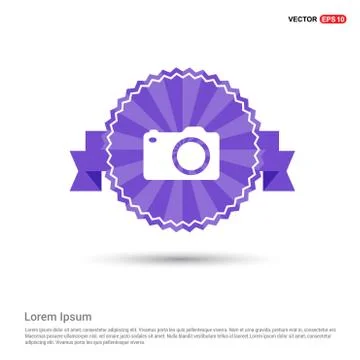 Photo camera icon  - Purple Ribbon banner 스톡 일러스트