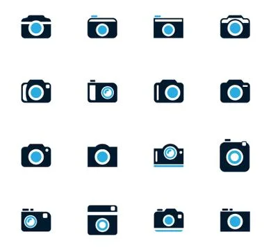 Photo camera icon set Stock Illustration