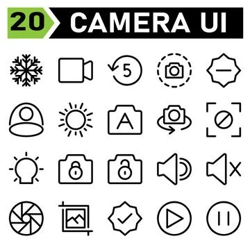 Photo Camera icon set include mode, photo, shoot, effect, camera, video, devi Stock Illustration