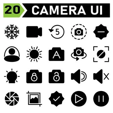 Photo Camera icon set include mode, photo, shoot, effect, camera, video, devi Stock Illustration