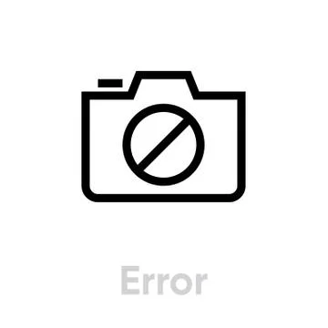 Photo camera icon, technology icon with exclamation Error. Editable Vector Stock Illustration