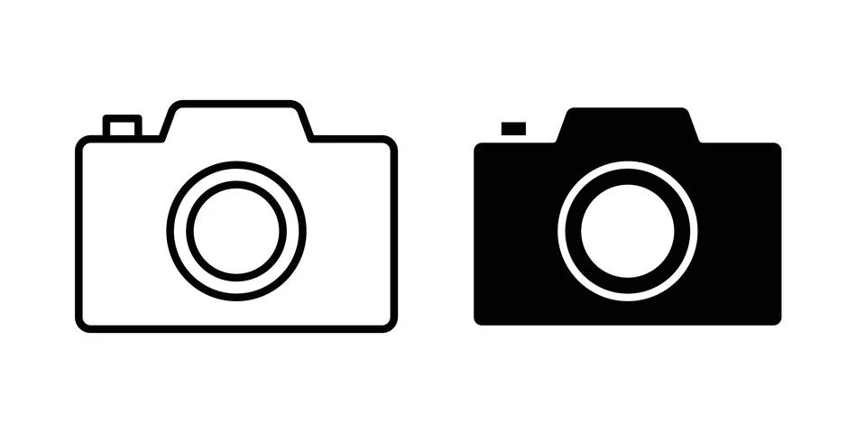 Photo Camera icon thin line and clipart style vector set Illustrazione stock