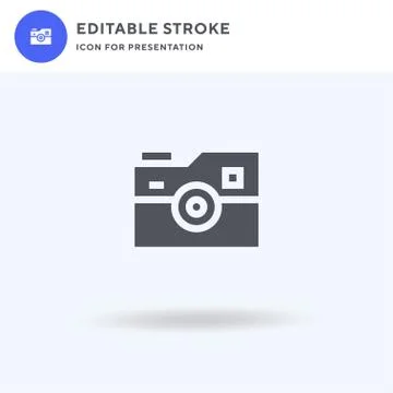 Photo Camera icon vector, filled flat sign, solid pictogram isolated on white Stock Illustration