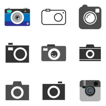 Photo camera icons set in vector Stock Illustration