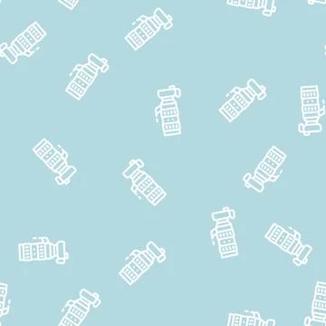 Photo camera line vector seamless pattern Stock Illustration