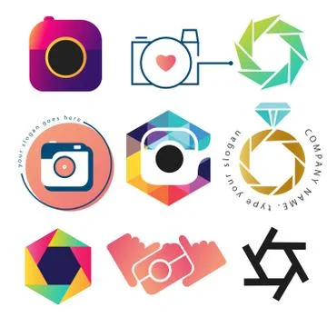 Photo camera logo template set Stock-Illustration