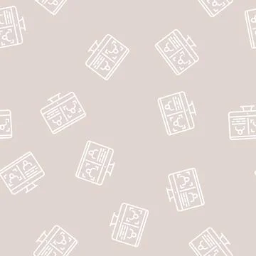 Photo camera make card for face id line seamless pattern Stock Illustration