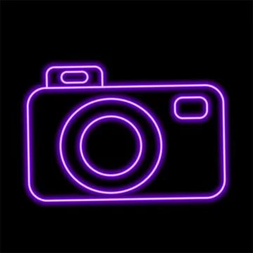 Photo camera in neon effect Stock Illustration