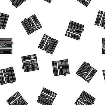 Photo camera retro device vector seamless pattern Stock Illustration