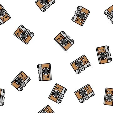 Photo camera retro gadget vector seamless pattern イラスト素材