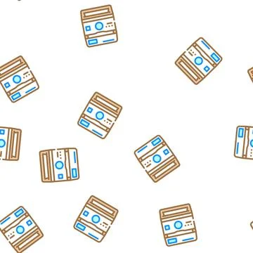 Photo camera retro gadget vector seamless pattern Stock Illustration