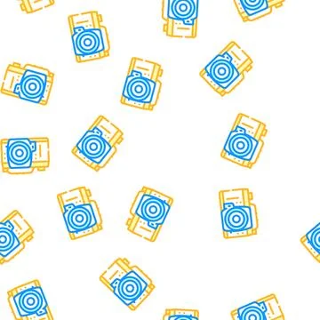Photo camera retro gadget vector seamless pattern Stock Illustration